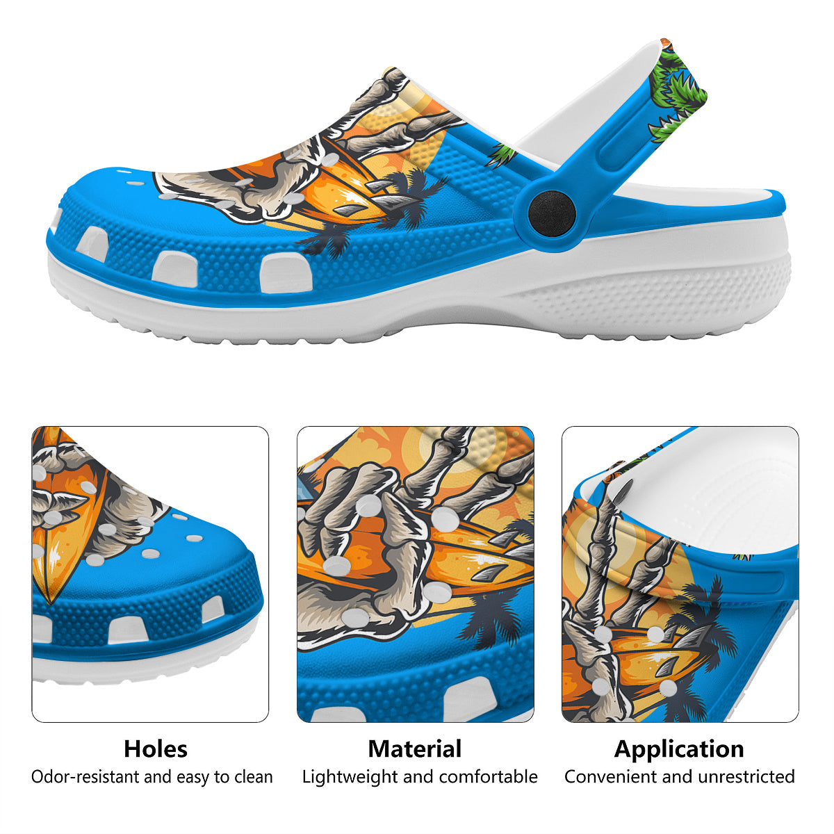 Tropical Skull Hand Print Clog-grizzshop