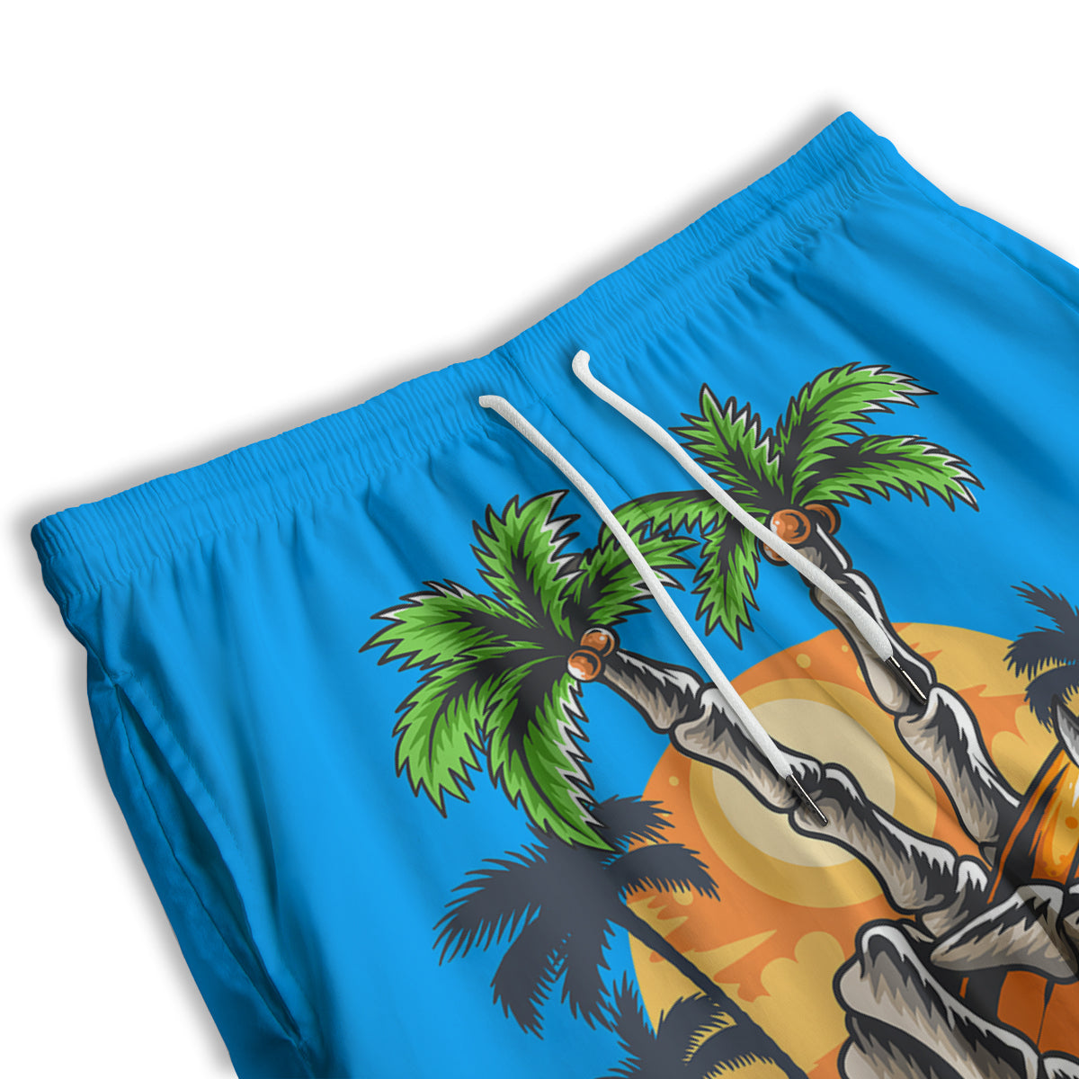 Tropical Skull Hand Print Men's Athletic Shorts