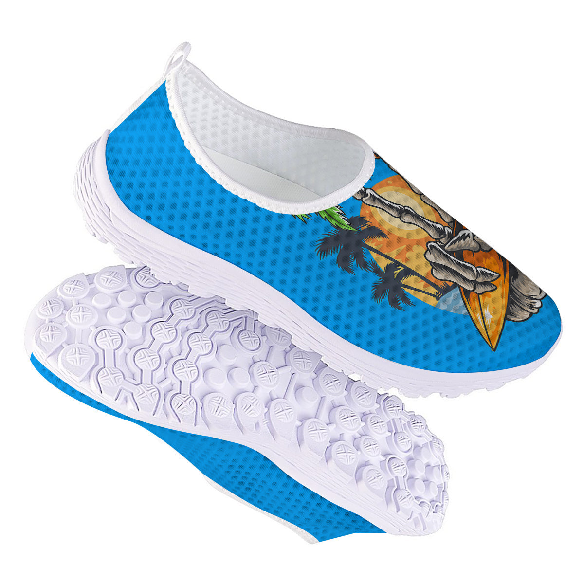 Tropical Skull Hand Print Nurse Shoes-grizzshop