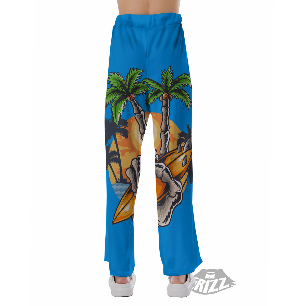 Tropical Skull Hand Print Pajama Pants-grizzshop