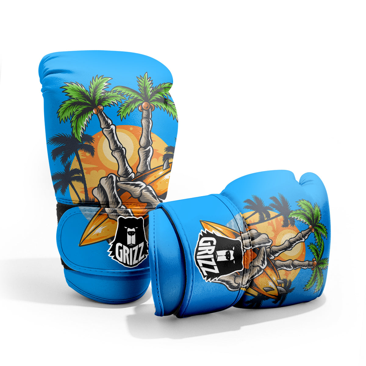 Tropical Skull Hand Print Pro Boxing Glove
