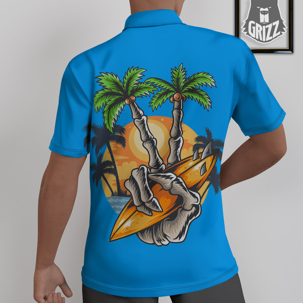 Tropical Skull Hand Print Untucked Shirts-grizzshop
