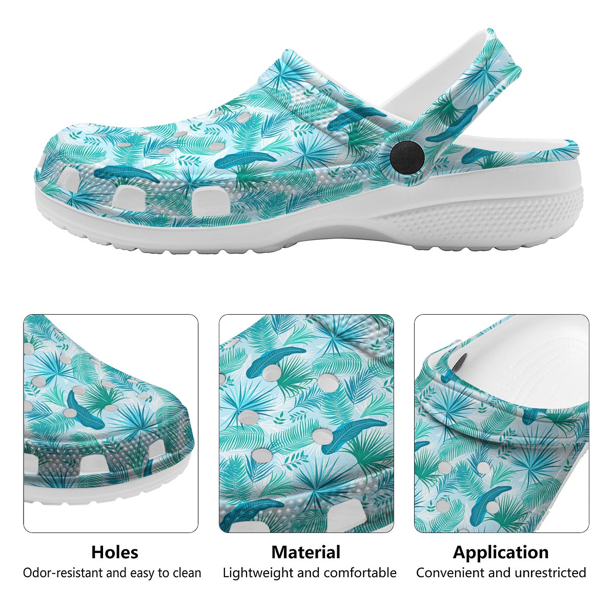 Tropical Teal Aloha Print Pattern Clog-grizzshop