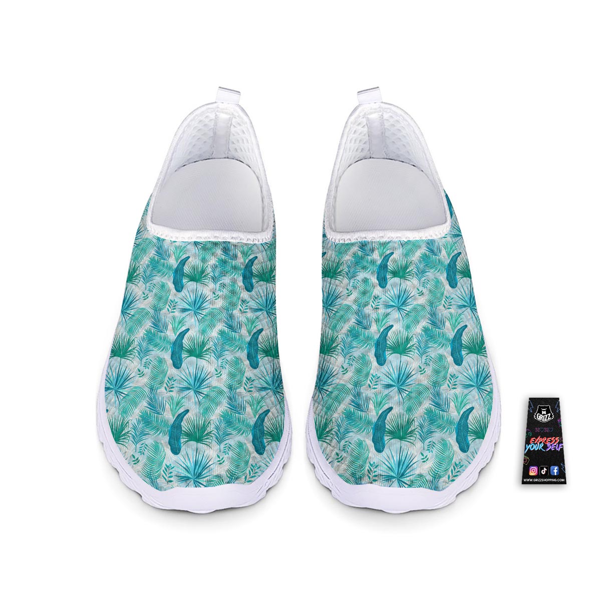 Tropical Teal Aloha Print Pattern Nurse Shoes-grizzshop