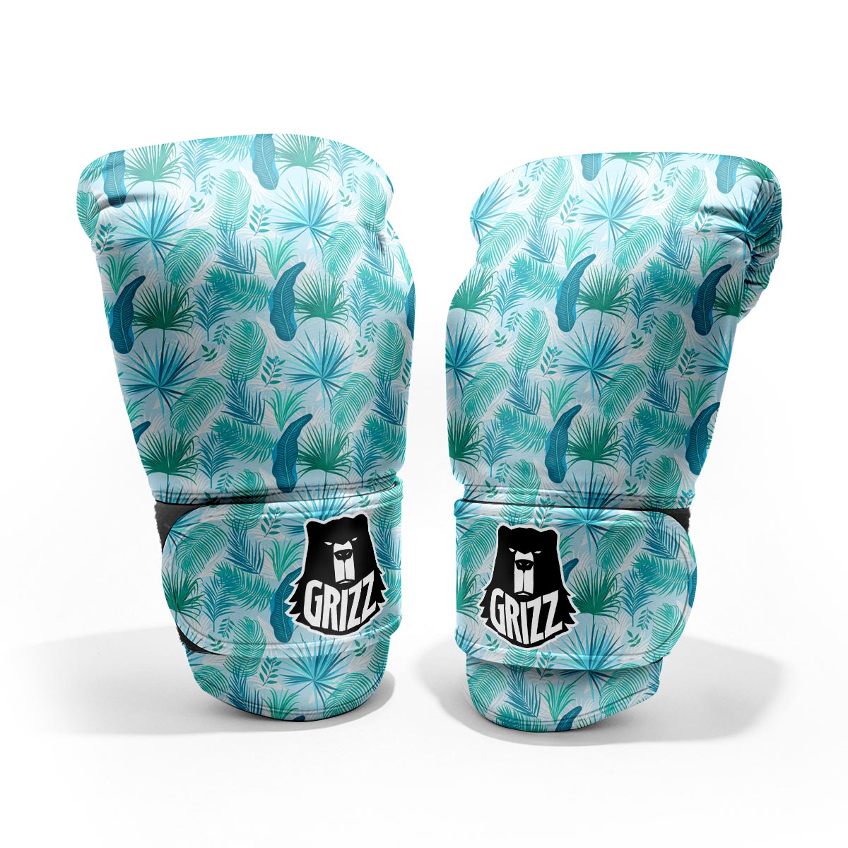 Tropical Teal Aloha Print Pattern Sparring Gloves-grizzshop