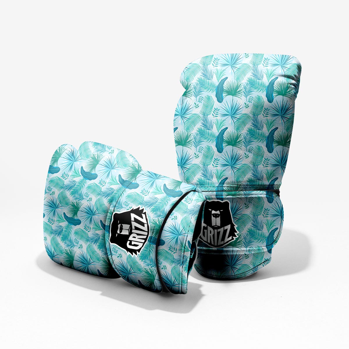 Tropical Teal Aloha Print Pattern Sparring Gloves-grizzshop