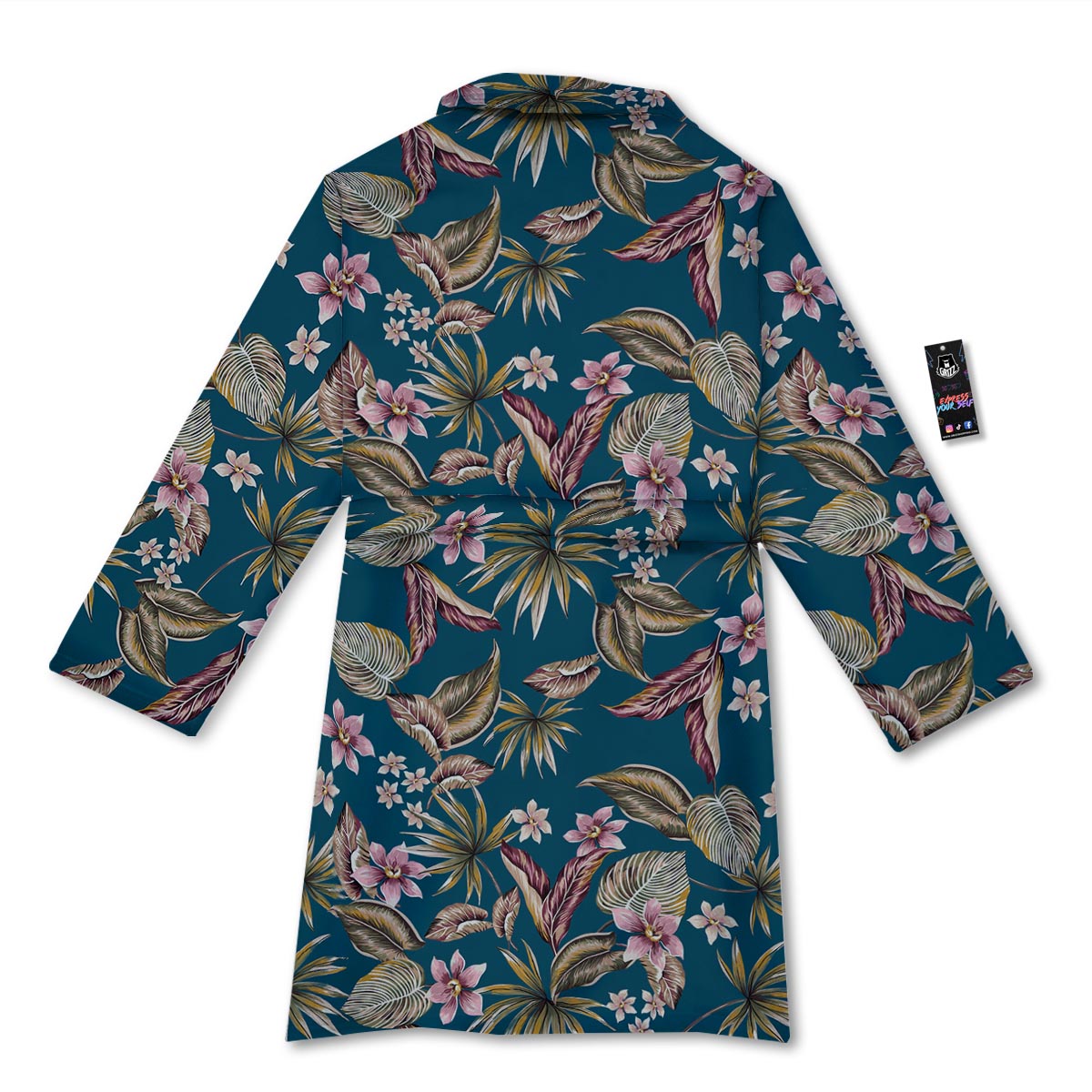 Tropical Teal Print Pattern Bathrobe-grizzshop