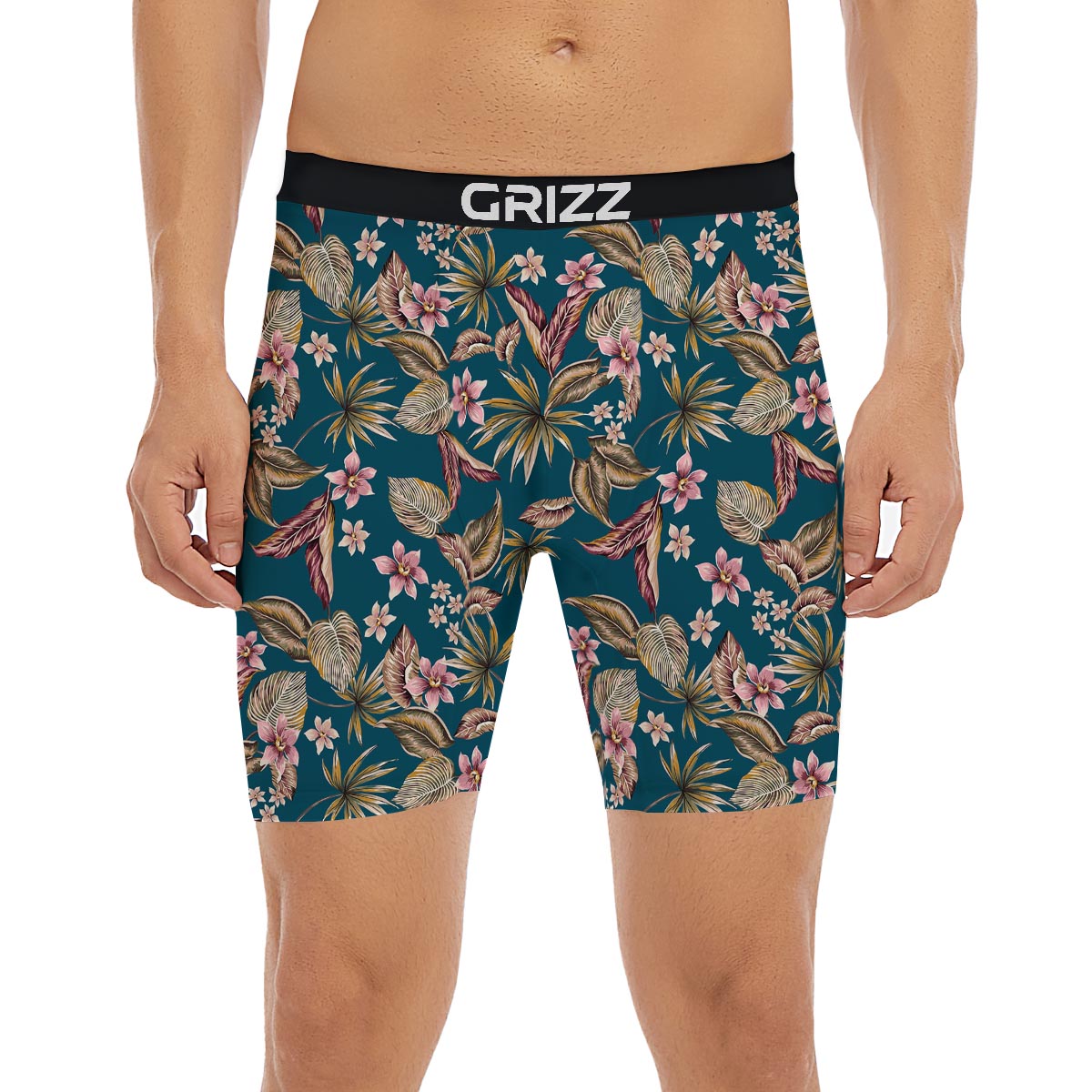 Tropical Teal Print Pattern Boxer Briefs-grizzshop