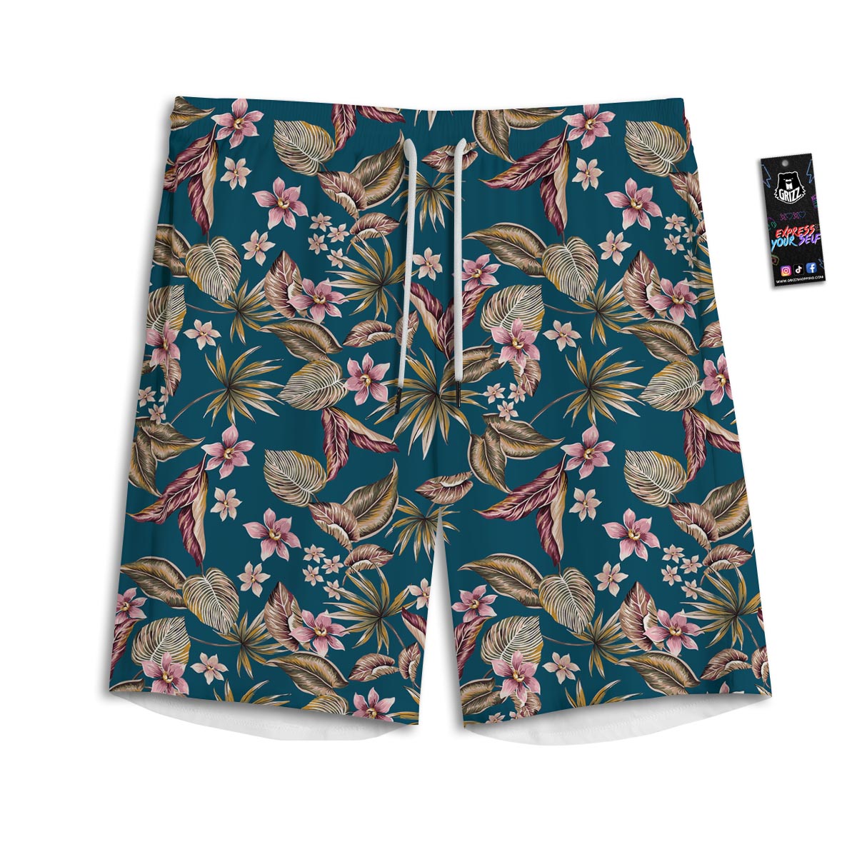 Tropical Teal Print Pattern Men's Athletic Shorts-grizzshop