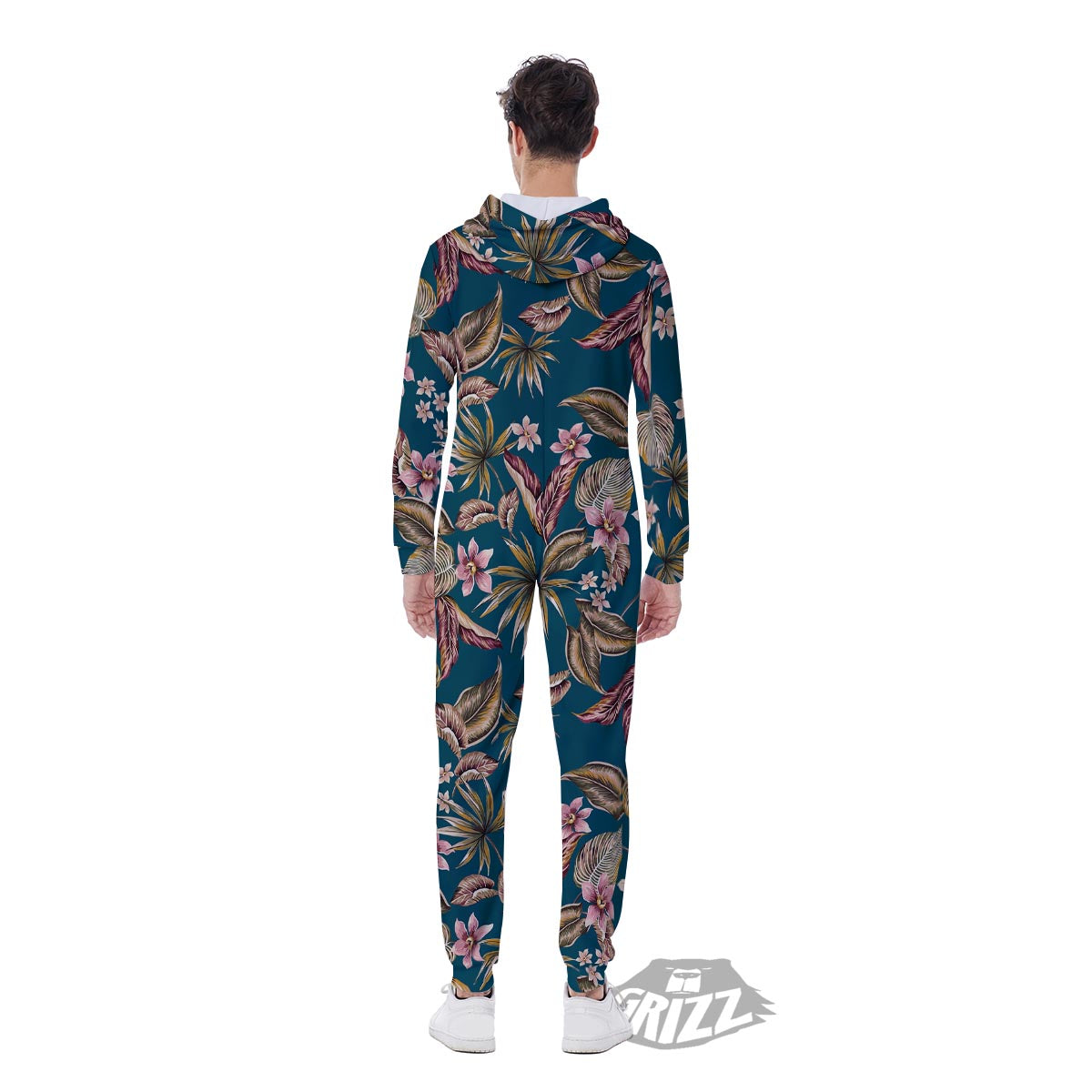 Tropical Teal Print Pattern Men's Jumpsuit-grizzshop