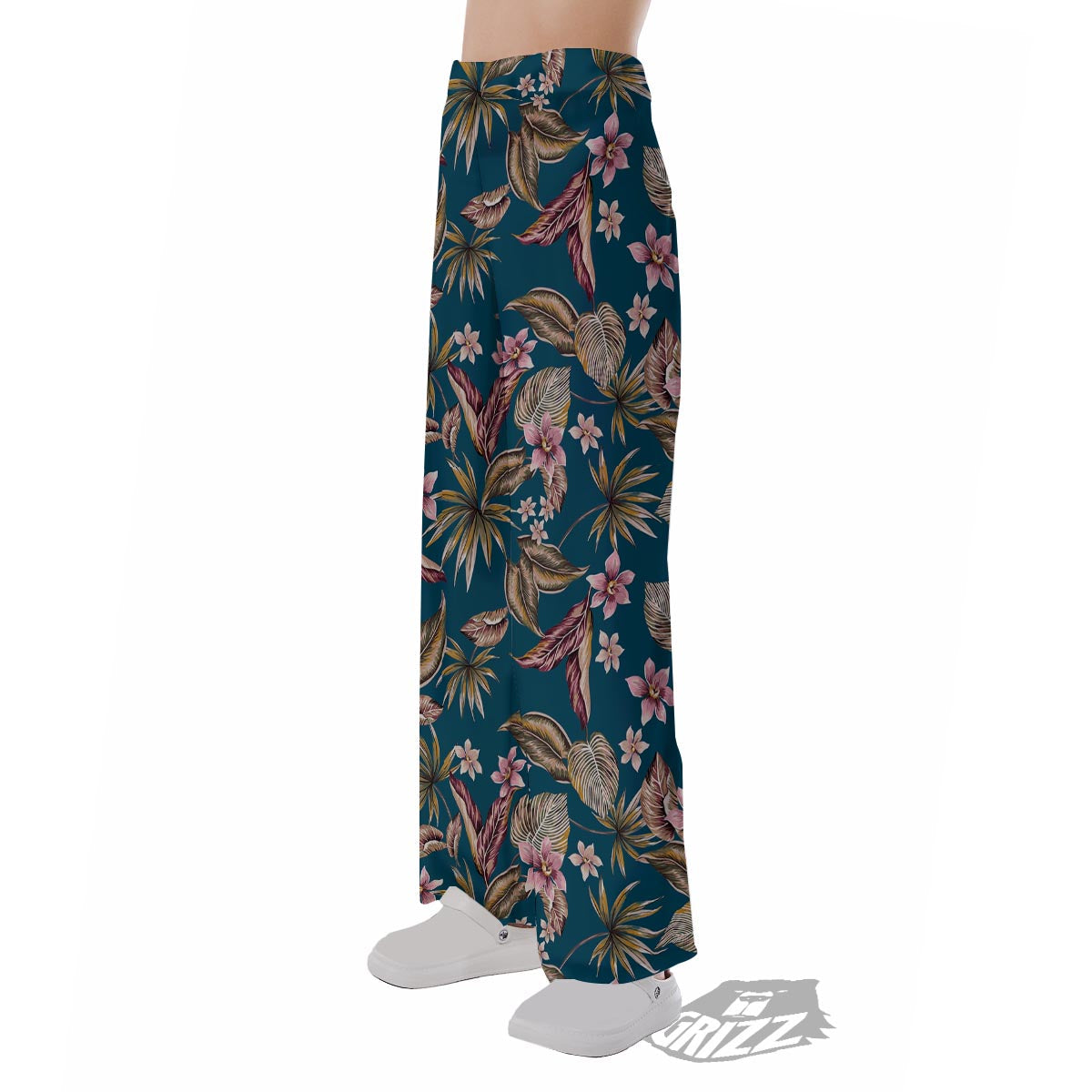 Tropical Teal Print Pattern Pajama Pants-grizzshop
