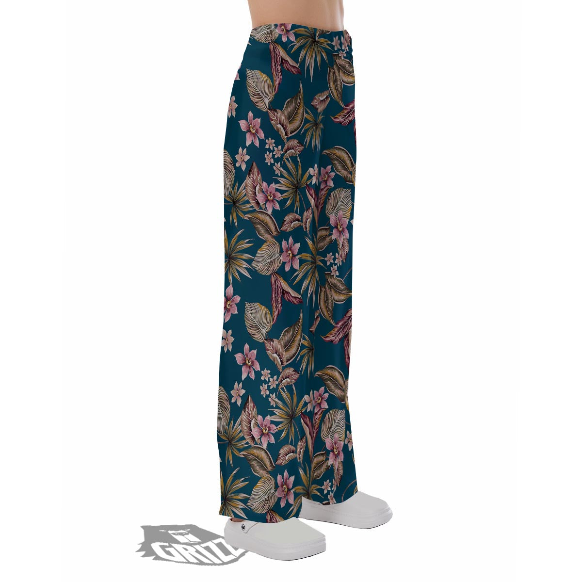 Tropical Teal Print Pattern Pajama Pants-grizzshop