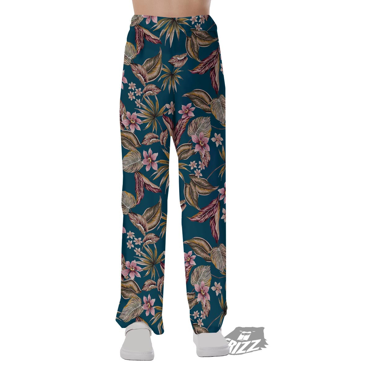 Tropical Teal Print Pattern Pajama Pants-grizzshop