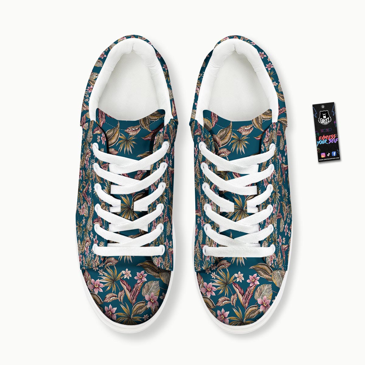 Tropical Teal Print Pattern Platform Shoes-grizzshop