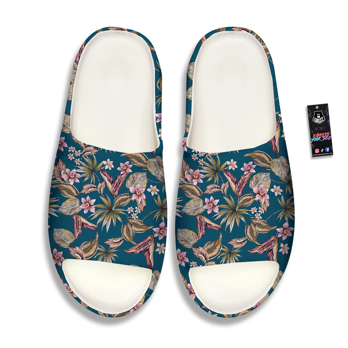 Tropical Teal Print Pattern Sandals-grizzshop