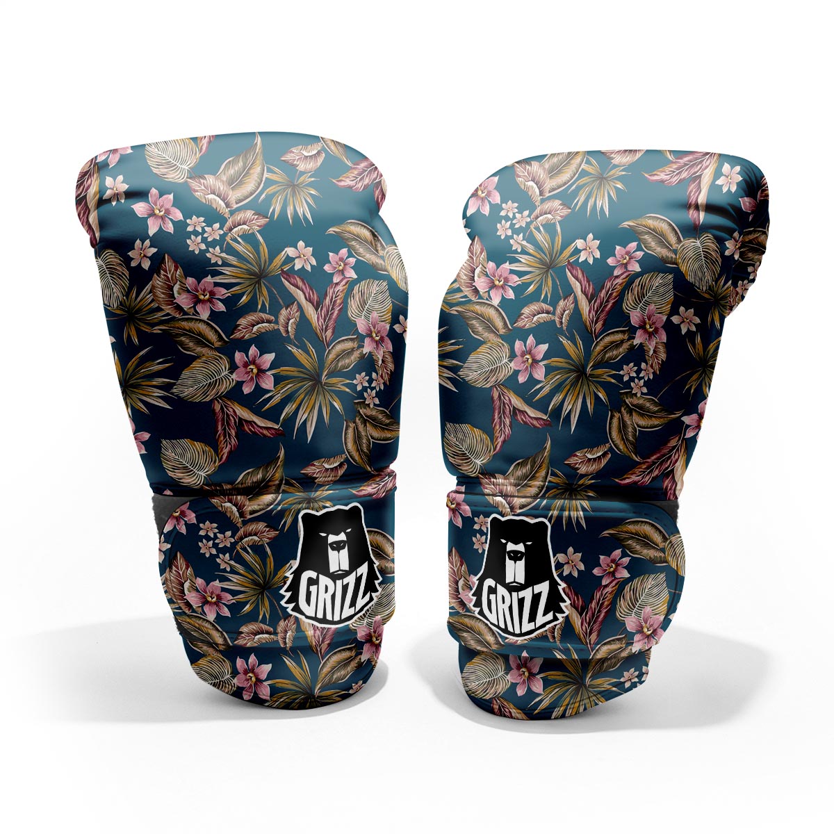 Tropical Teal Print Pattern Sparring Gloves-grizzshop