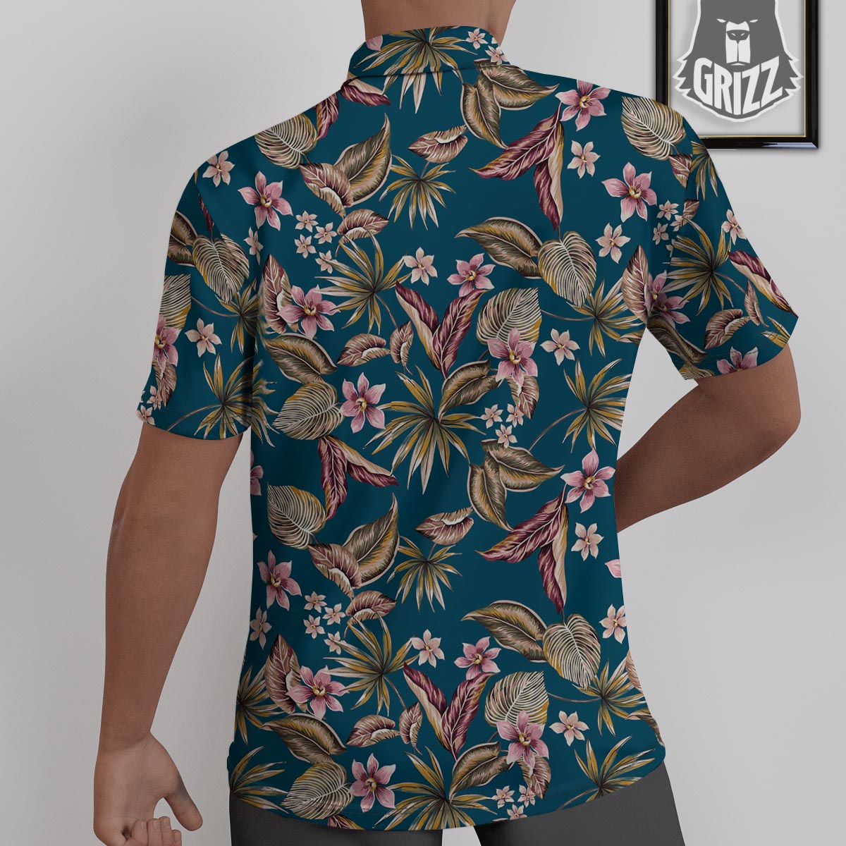 Tropical Teal Print Pattern Untucked Shirts-grizzshop