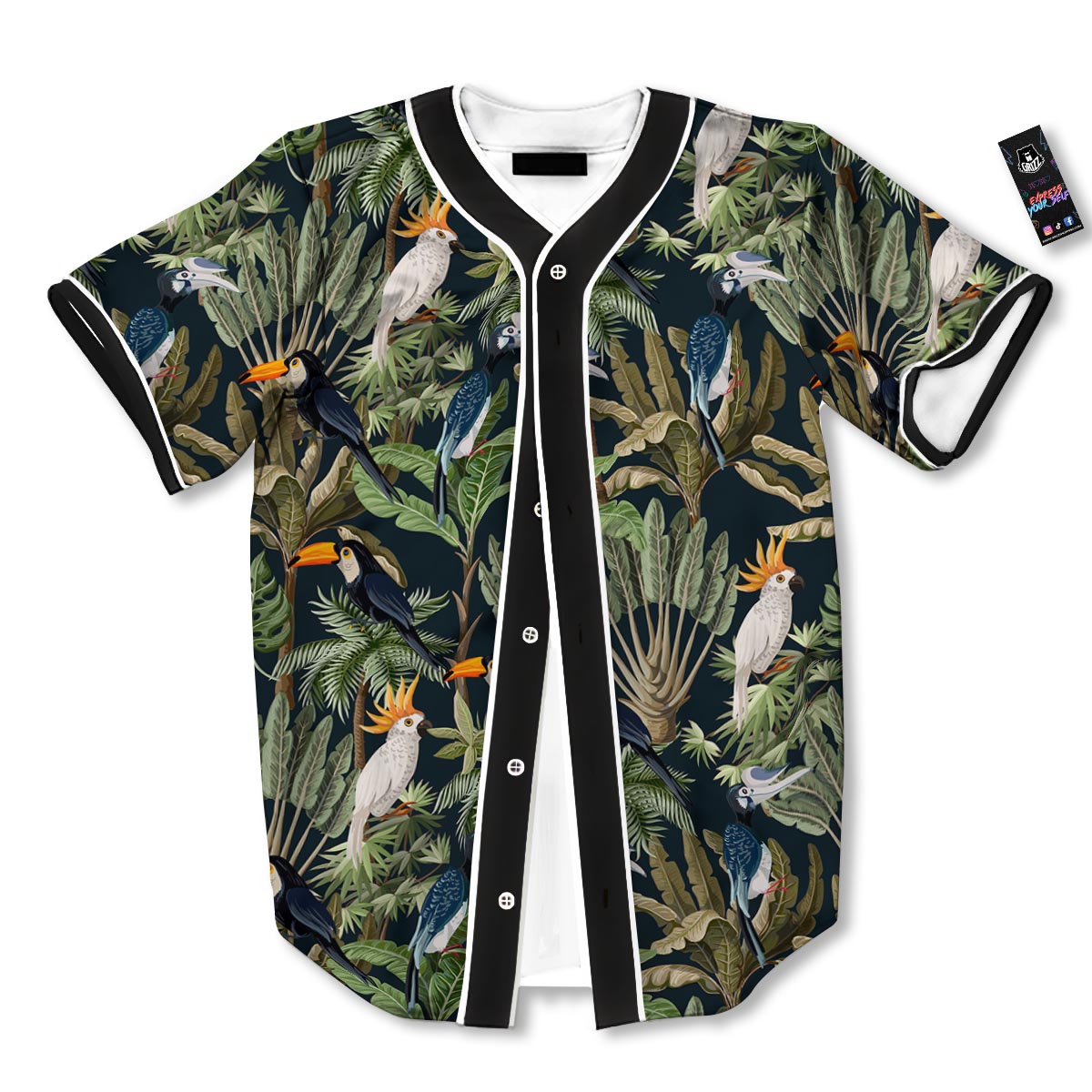 Tropical Toucan Parrot Print Pattern Baseball Jersey-grizzshop