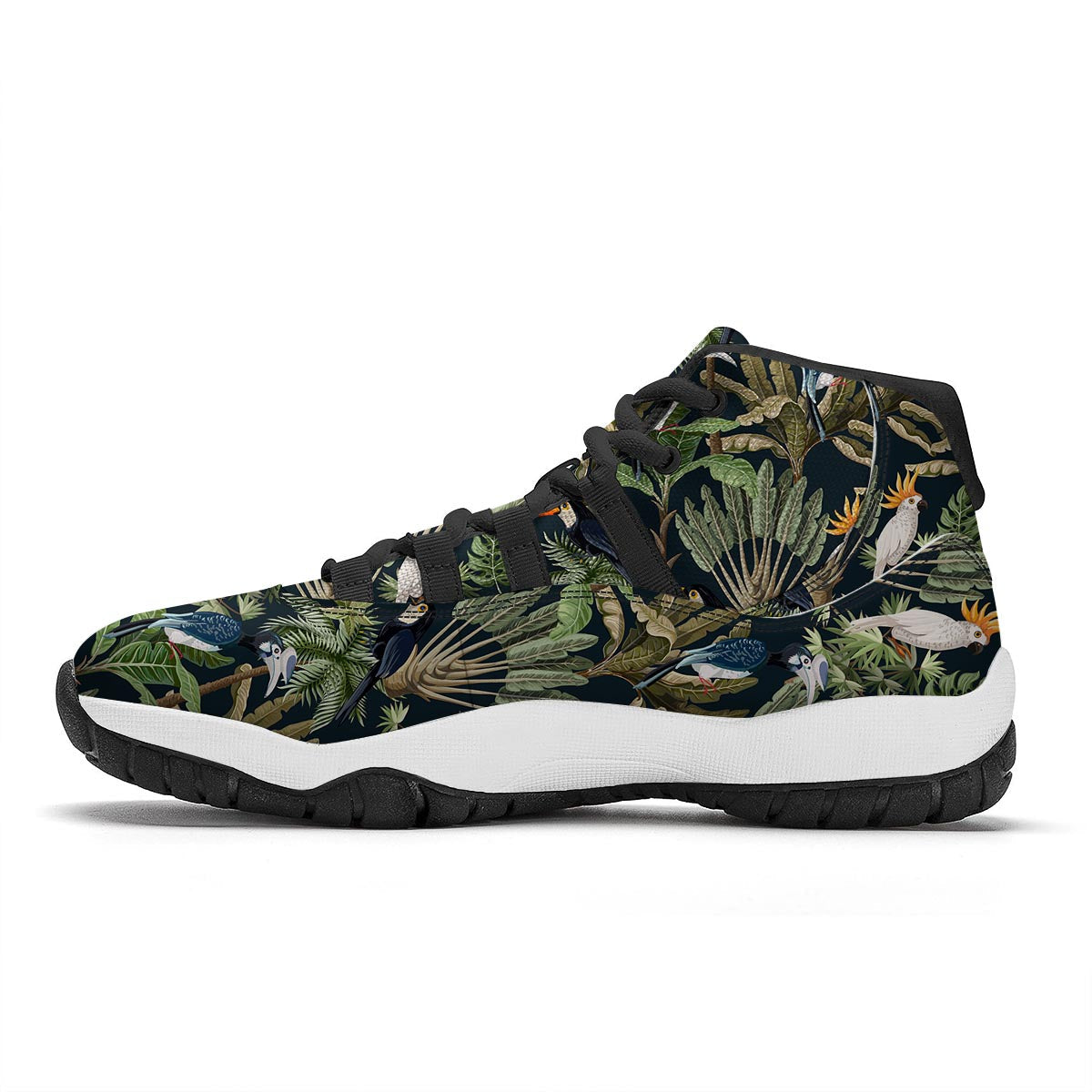 Tropical Toucan Parrot Print Pattern Black Bball Shoes-grizzshop