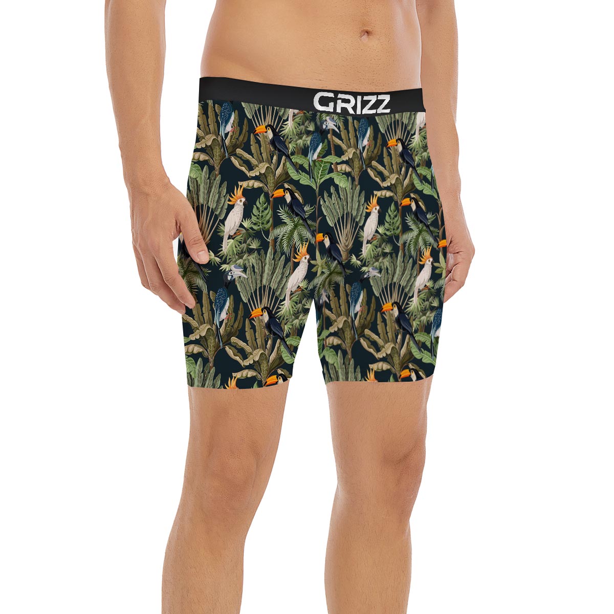 Tropical Toucan Parrot Print Pattern Boxer Briefs-grizzshop