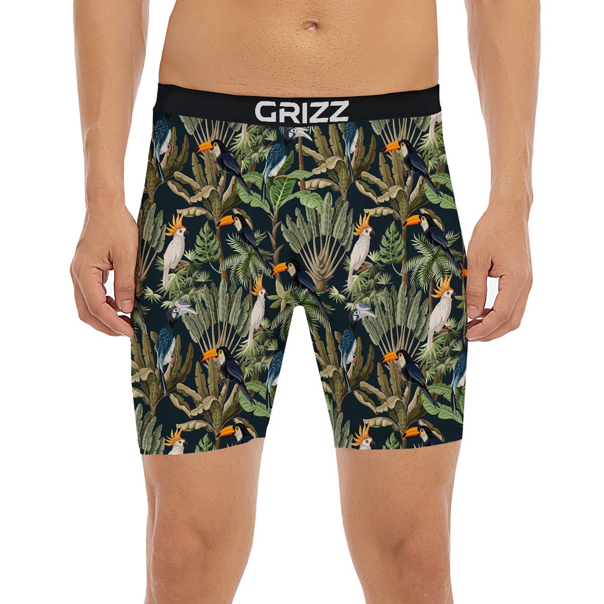 Tropical Toucan Parrot Print Pattern Boxer Briefs-grizzshop