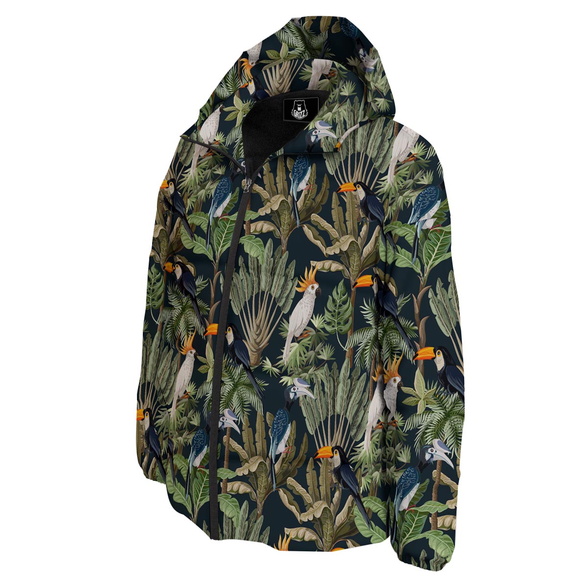 Tropical Toucan Parrot Print Pattern Down Jacket-grizzshop