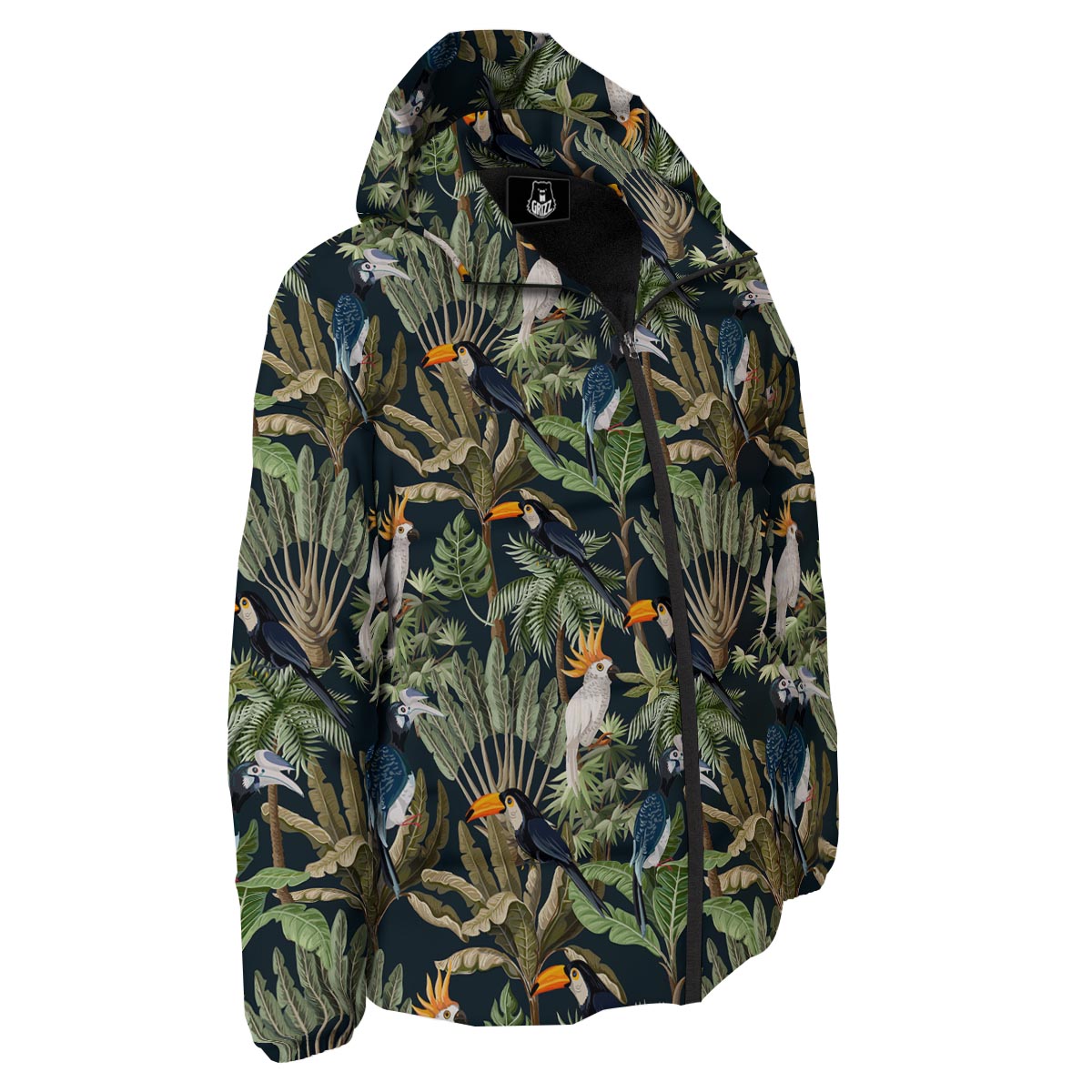 Tropical Toucan Parrot Print Pattern Down Jacket-grizzshop