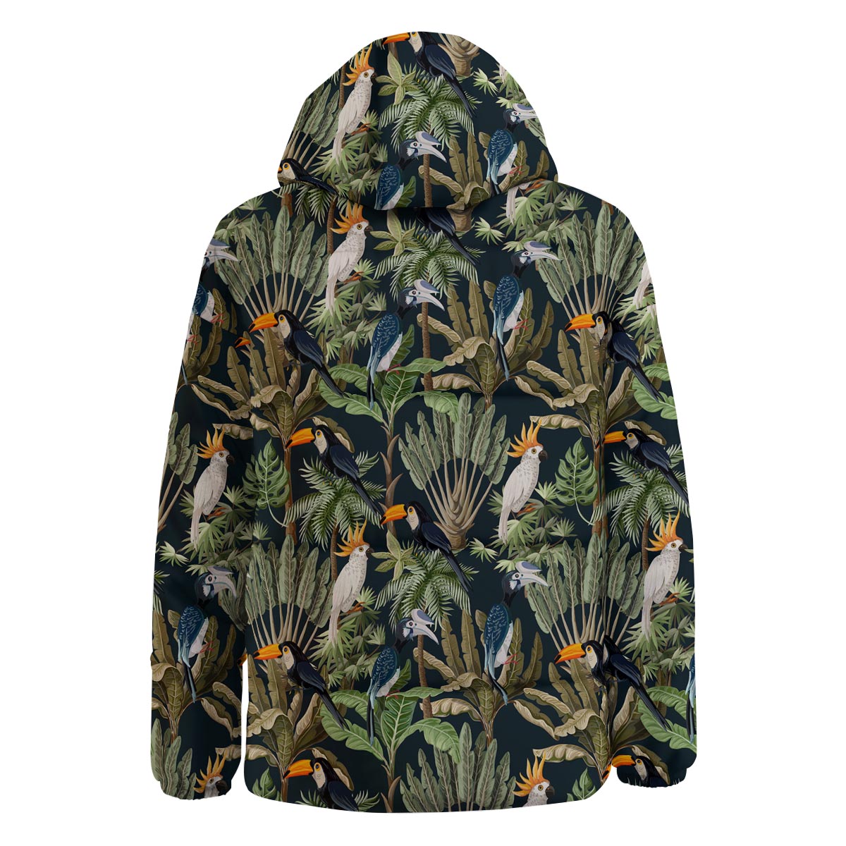 Tropical Toucan Parrot Print Pattern Down Jacket-grizzshop