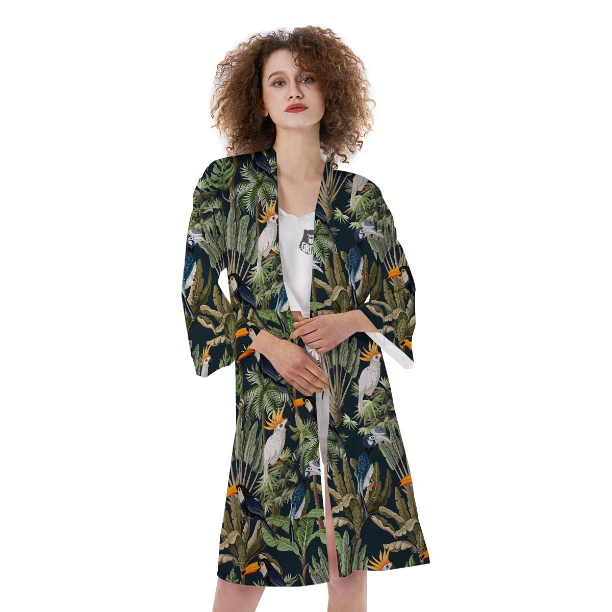 Tropical Toucan Parrot Print Pattern Kimono-grizzshop