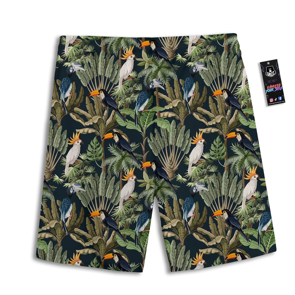 Tropical Toucan Parrot Print Pattern Men's Athletic Shorts-grizzshop