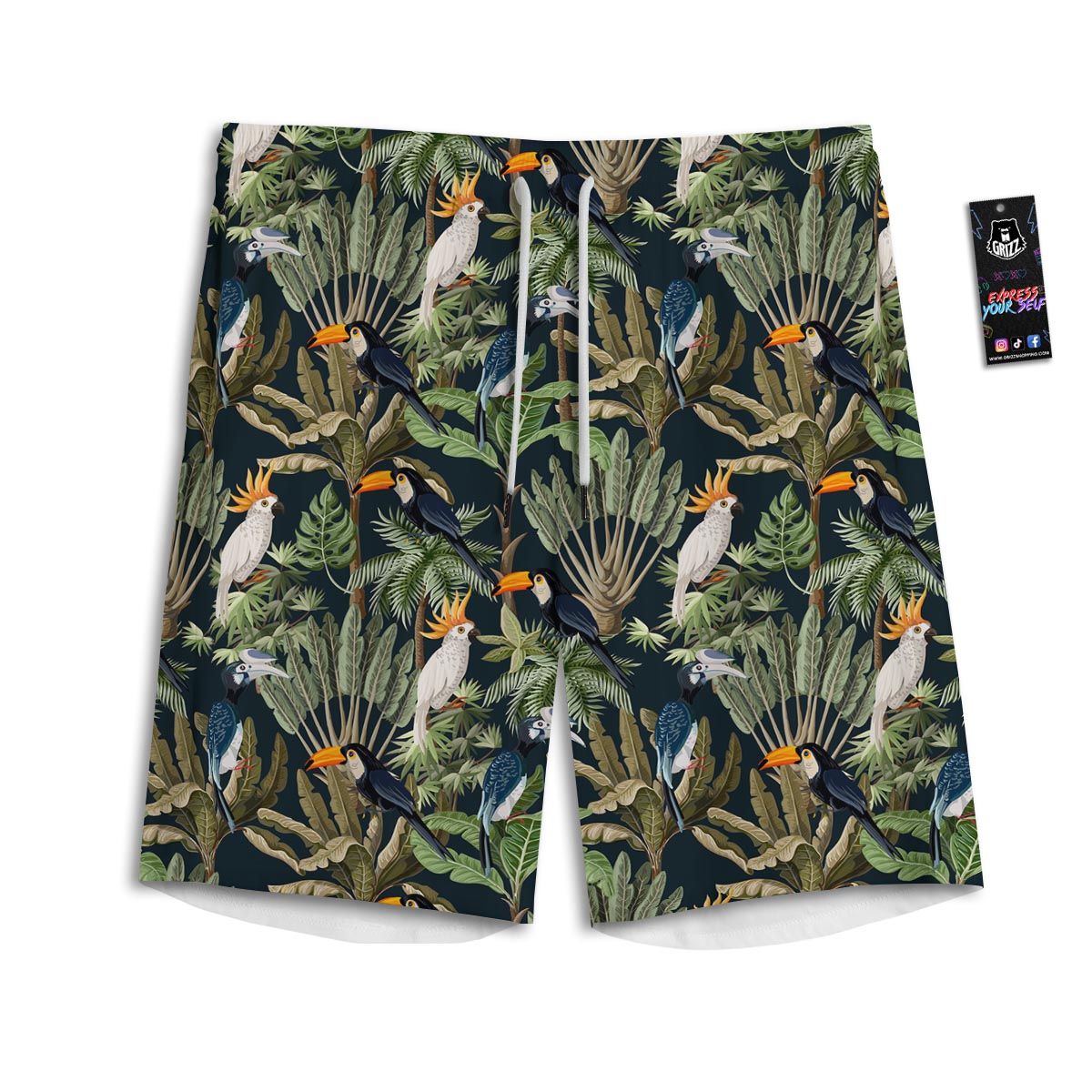 Tropical Toucan Parrot Print Pattern Men's Athletic Shorts
