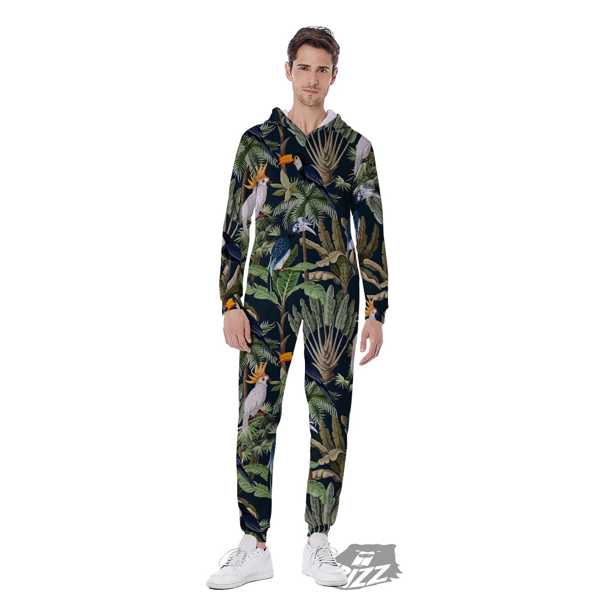 Tropical Toucan Parrot Print Pattern Men's Jumpsuit-grizzshop