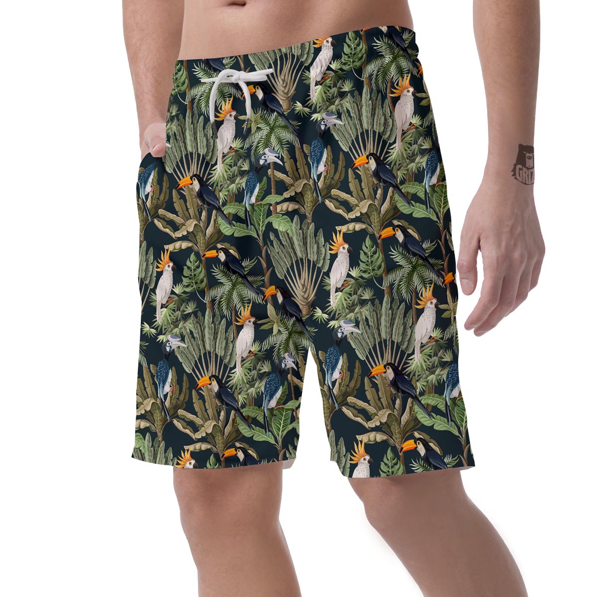 Tropical Toucan Parrot Print Pattern Men's Shorts-grizzshop