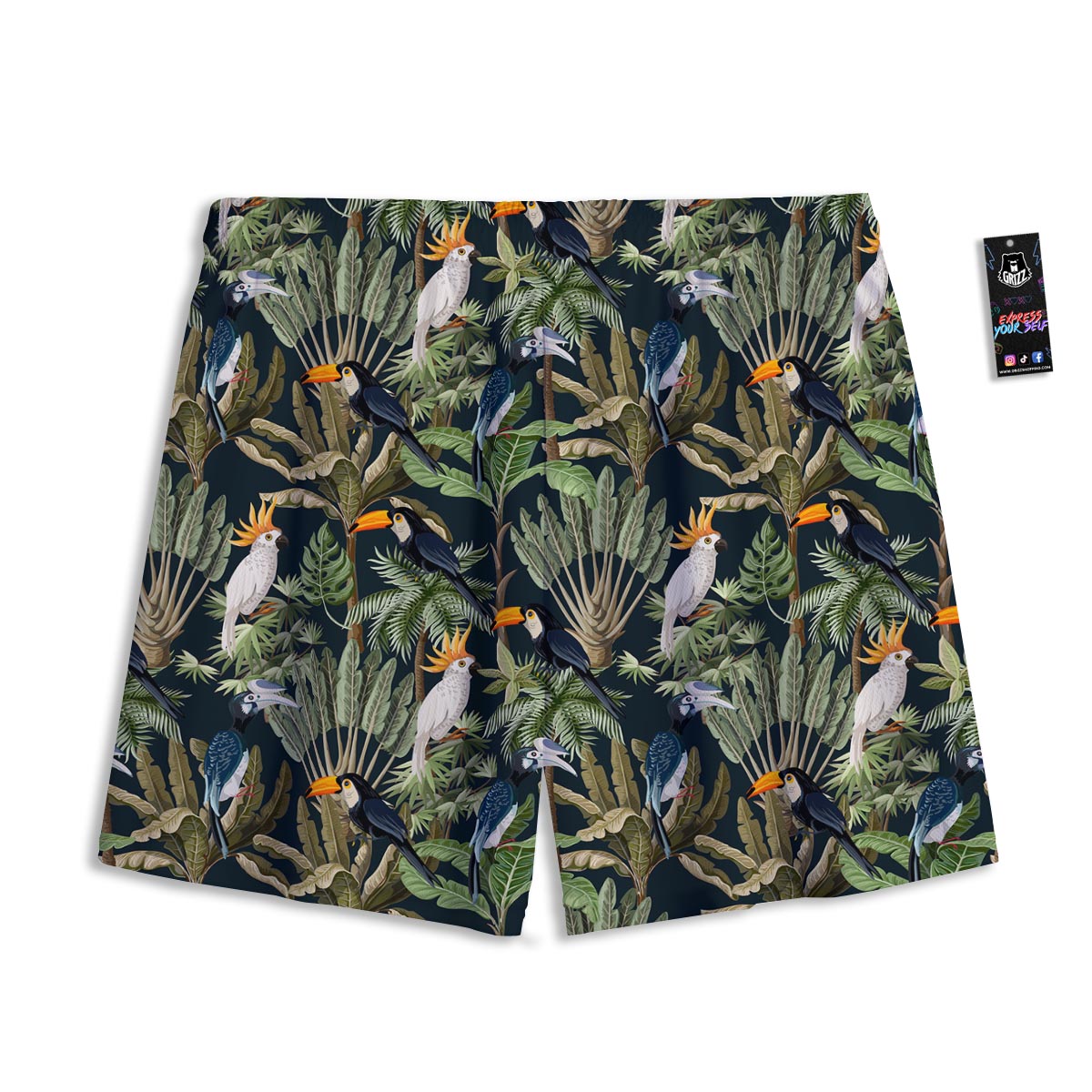 Tropical Toucan Parrot Print Pattern Mesh Shorts-grizzshop