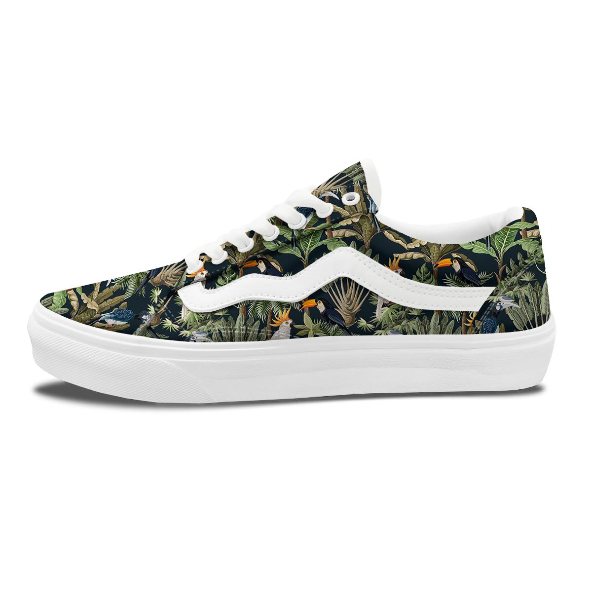 Tropical Toucan Parrot Print Pattern Skate Shoes-grizzshop