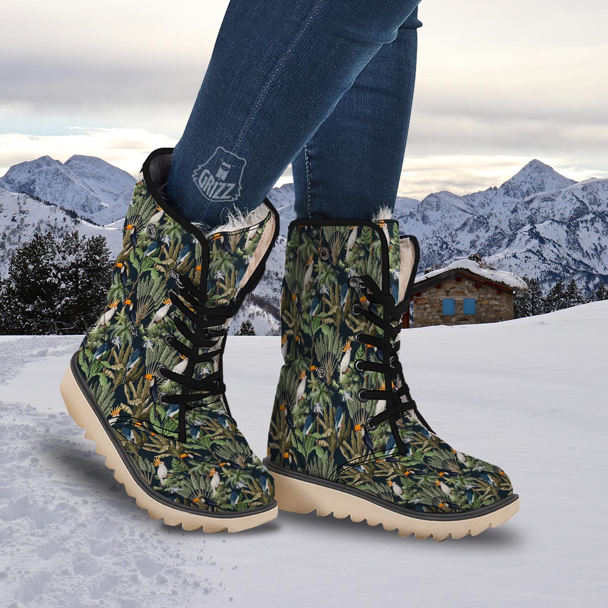 Tropical Toucan Parrot Print Pattern Snow Boots-grizzshop