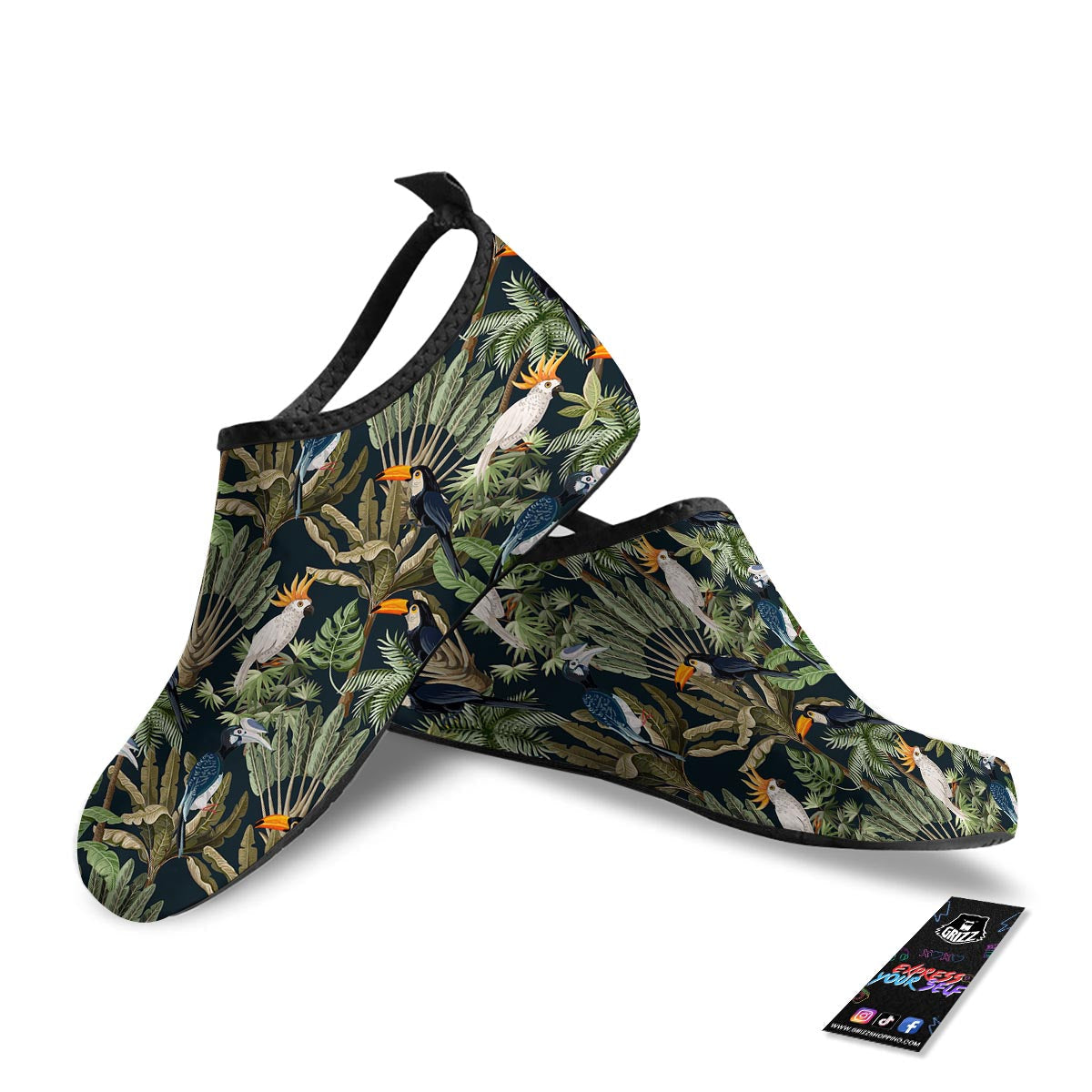 Tropical Toucan Parrot Print Pattern Water Shoes-grizzshop