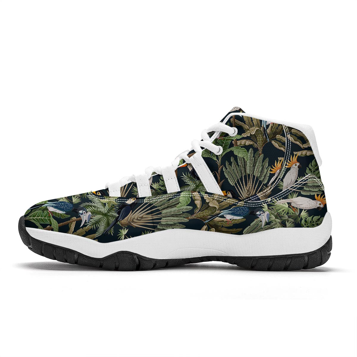 Tropical Toucan Parrot Print Pattern White Bball Shoes-grizzshop