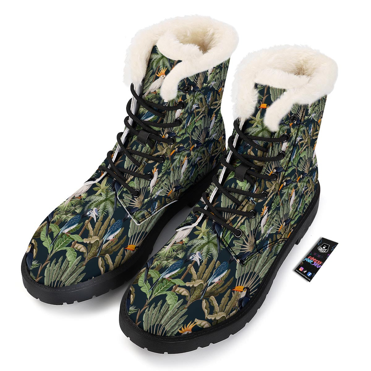 Tropical Toucan Parrot Print Pattern Winter Boots-grizzshop