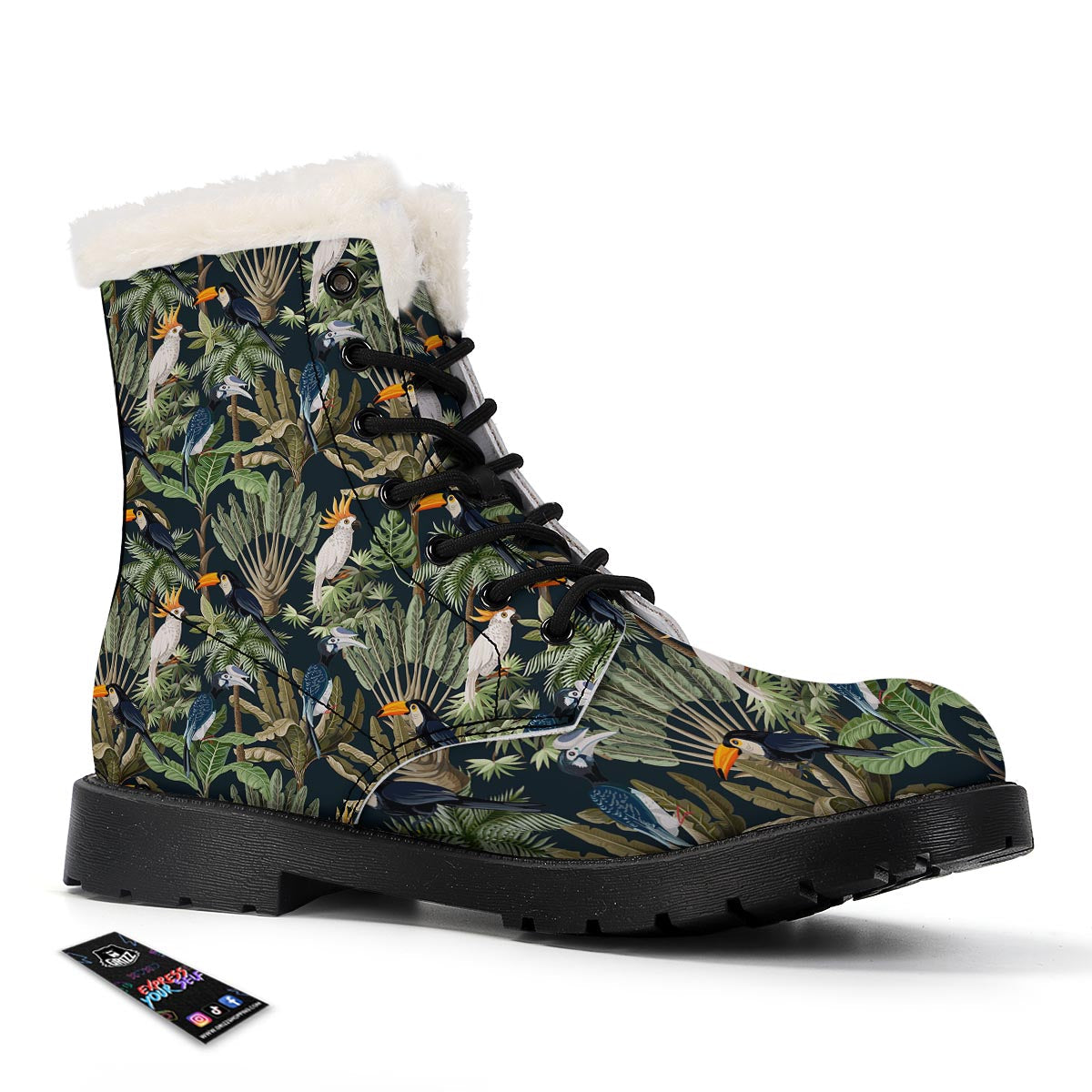 Tropical Toucan Parrot Print Pattern Winter Boots-grizzshop