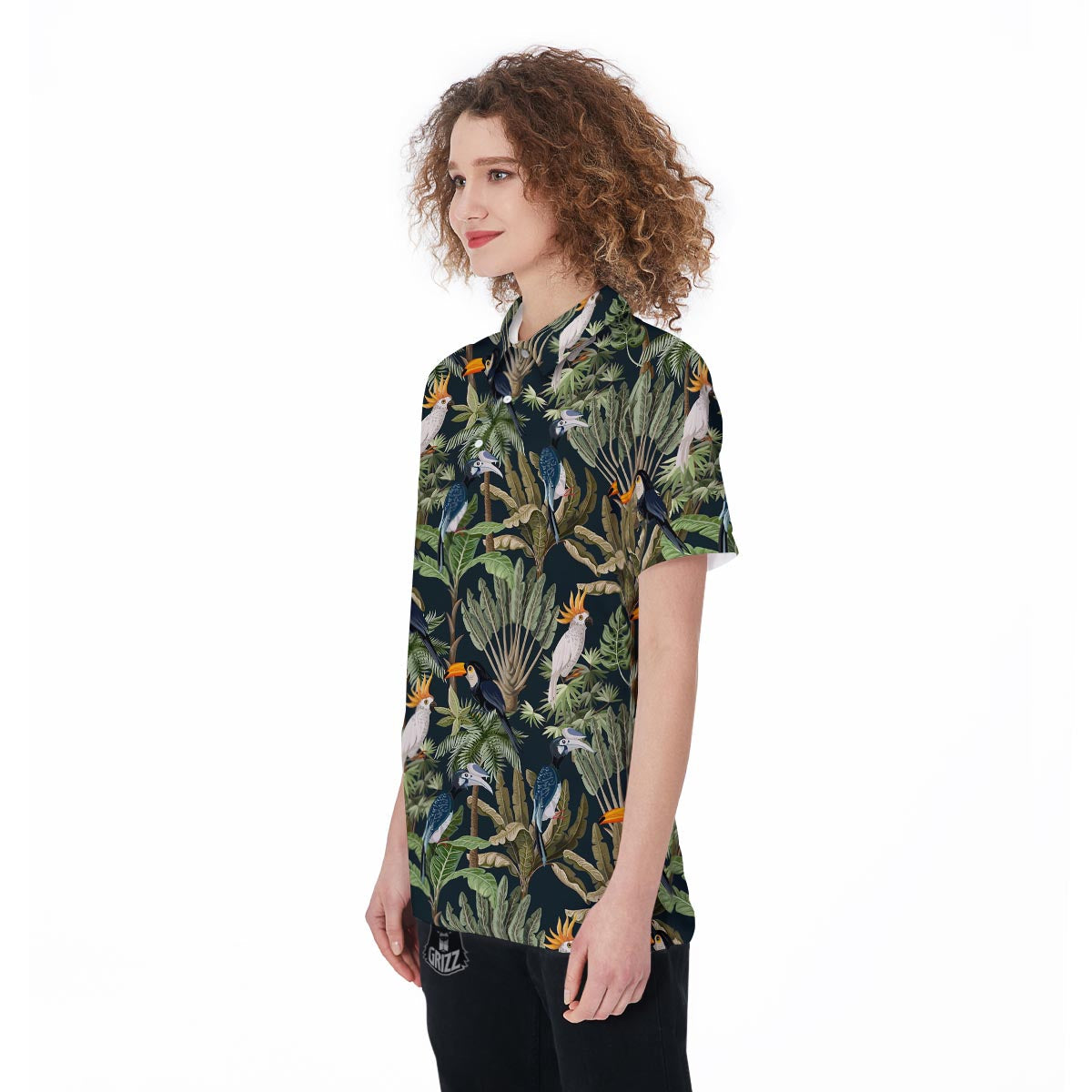 Tropical Toucan Parrot Print Pattern Women's Golf Shirts-grizzshop