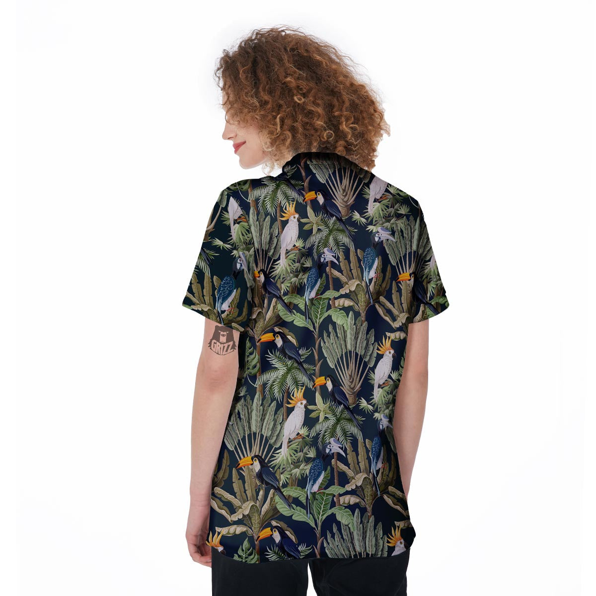 Tropical Toucan Parrot Print Pattern Women's Golf Shirts-grizzshop