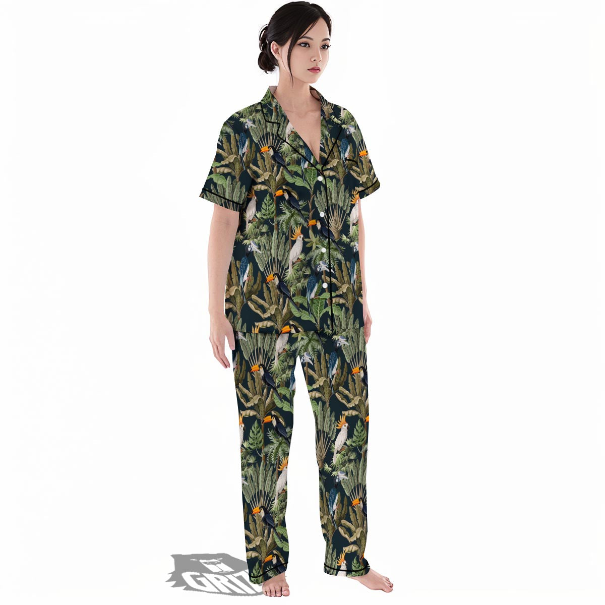 Tropical Toucan Parrot Print Pattern Women's Pajamas Set-grizzshop
