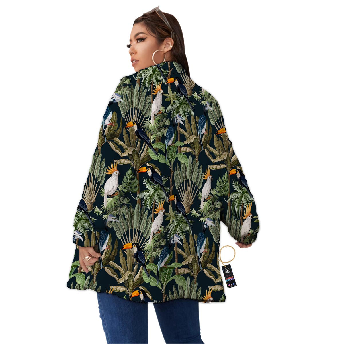 Tropical Toucan Parrot Print Pattern Women's Sherpa Jacket-grizzshop