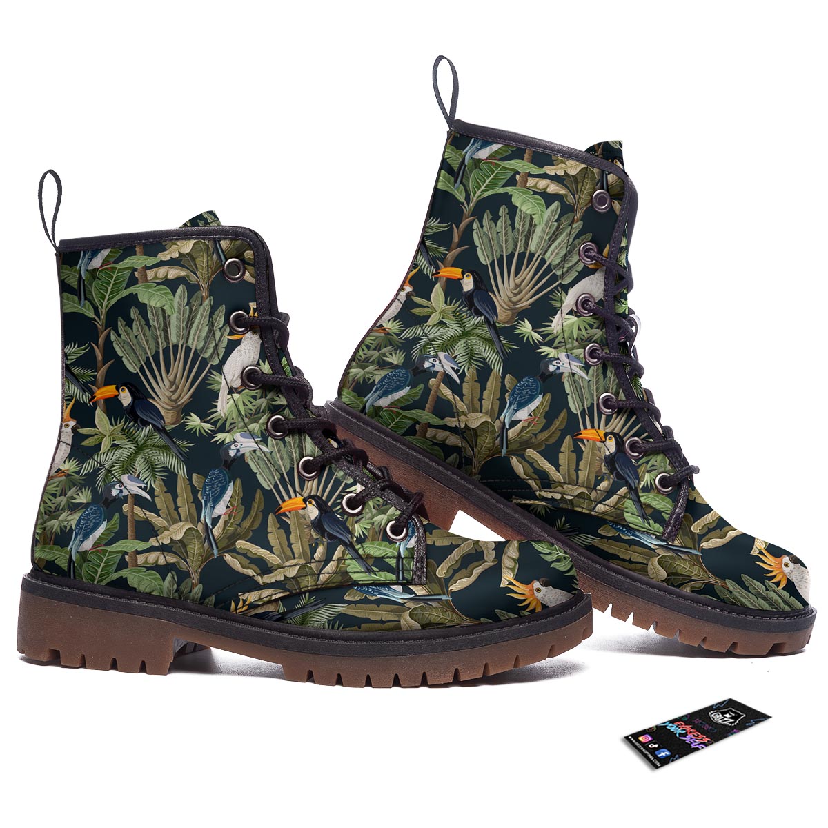 Tropical Toucan Parrot Print Pattern Work Boots-grizzshop