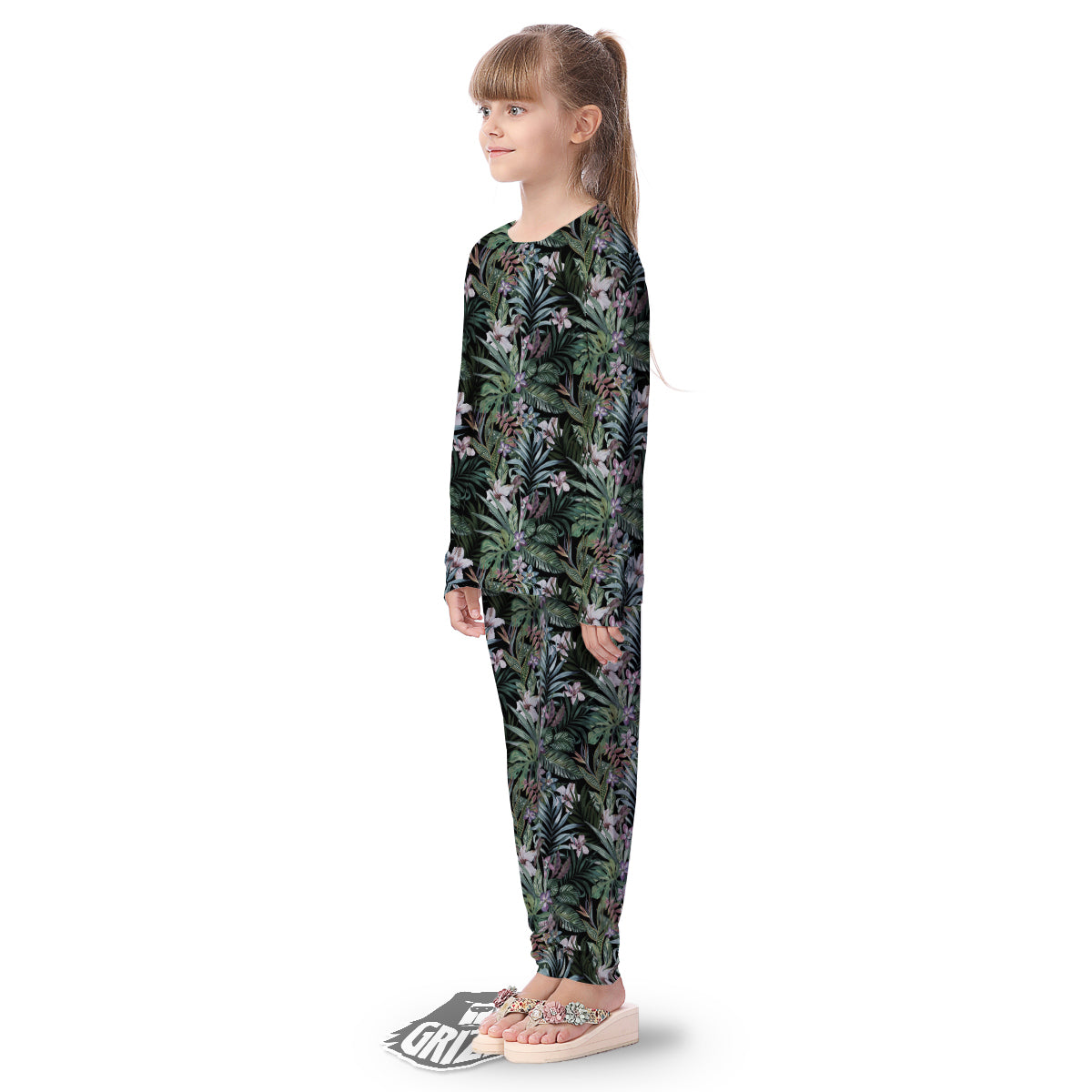 Tropical Vintage Floral Print Pattern Kid's Pajamas-grizzshop