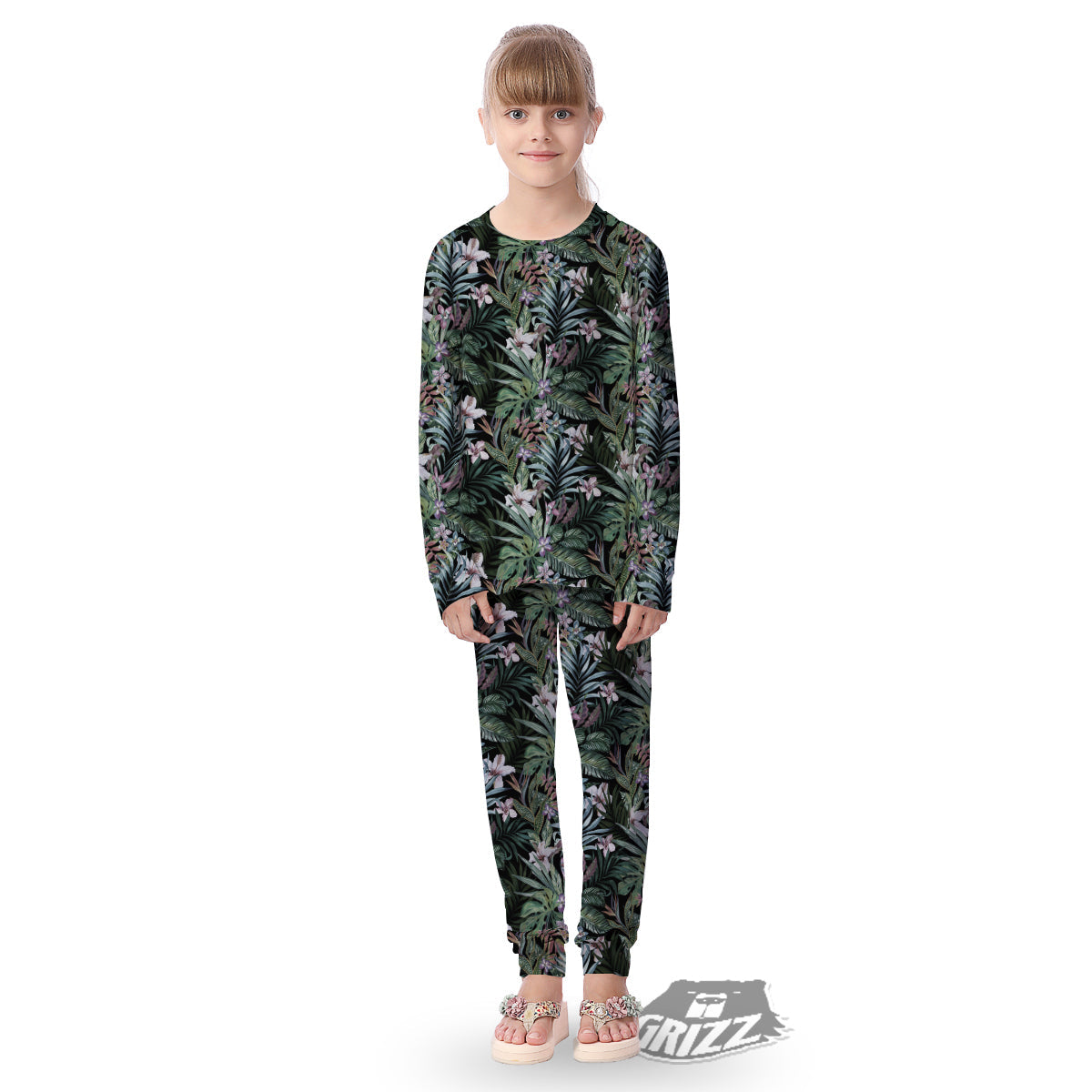 Tropical Vintage Floral Print Pattern Kid's Pajamas-grizzshop