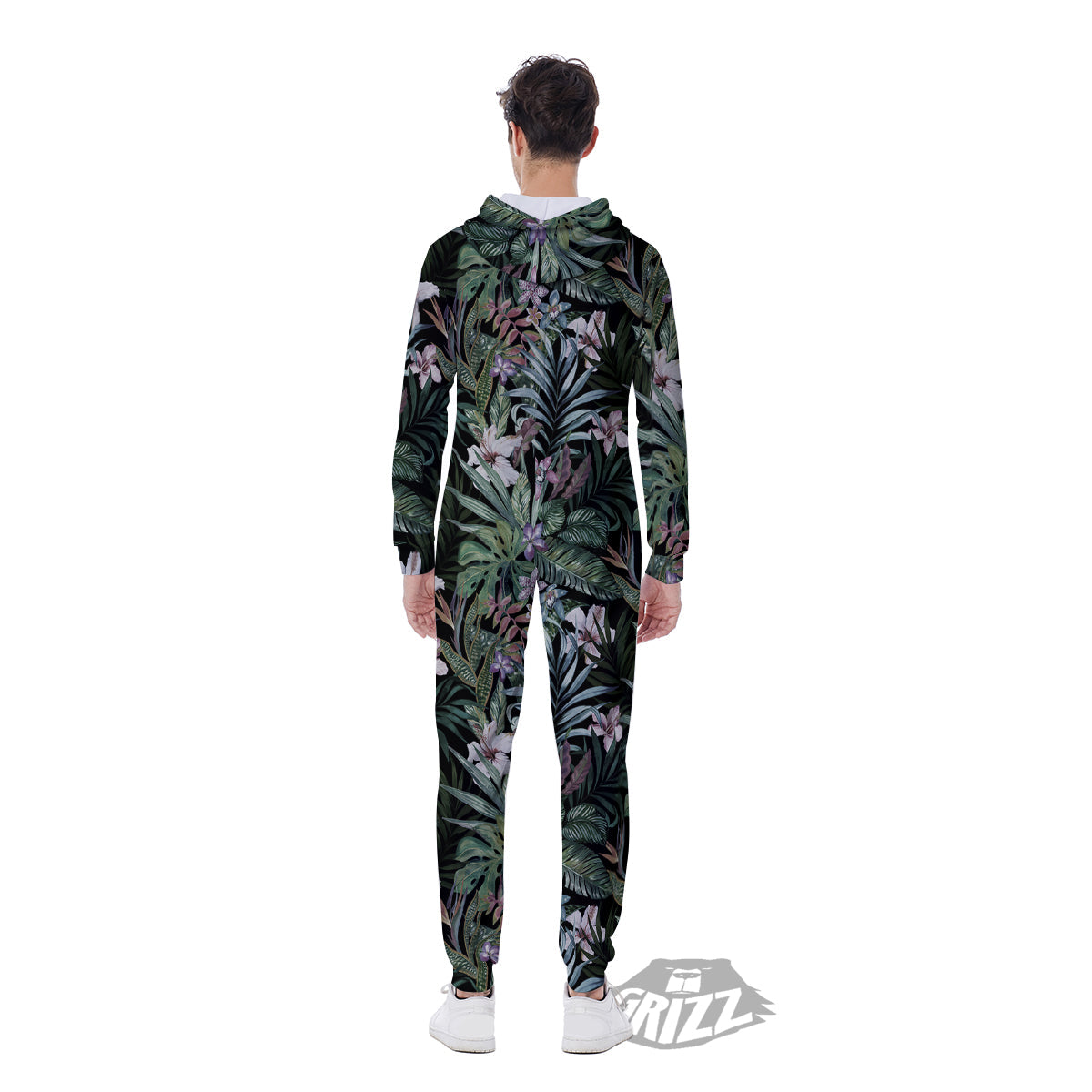 Tropical Vintage Floral Print Pattern Men's Jumpsuit-grizzshop