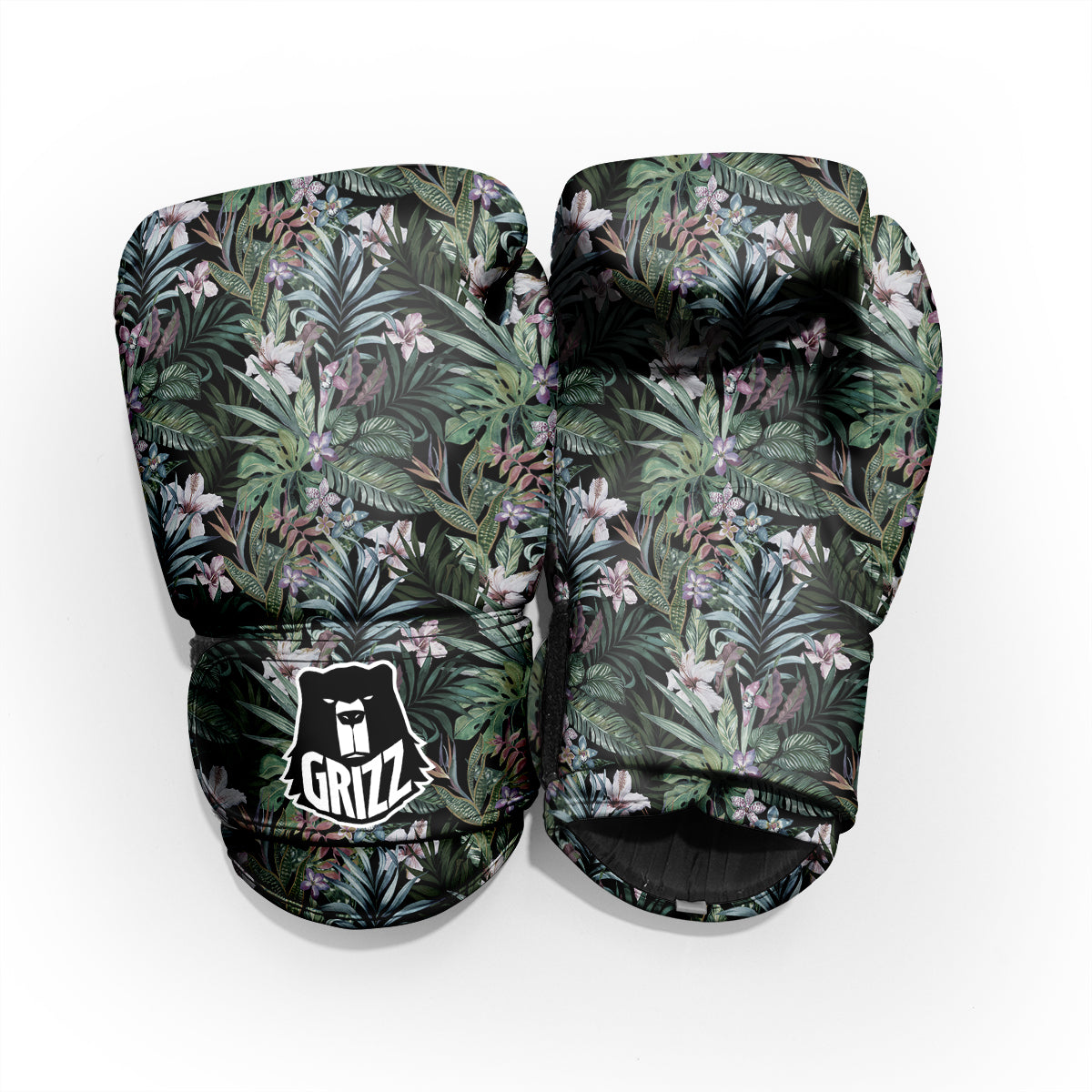 Tropical Vintage Floral Print Pattern Sparring Gloves-grizzshop