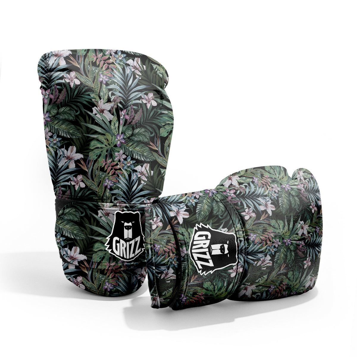 Tropical Vintage Floral Print Pattern Sparring Gloves-grizzshop